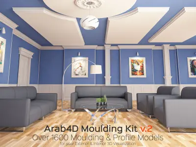 Arab4D Moulding Cornices Kit V2 - 35 Bundles in 1 Library Low-poly 3D model