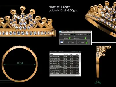 Elegant Crown Ring 3D Model  STL  3DM Files  3D print model