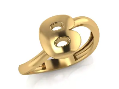 B alphabet bypass shell hallow ring 3D print model