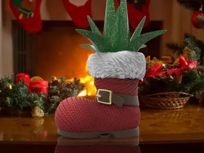 christmas succulent vase paper noel plant 3D print model