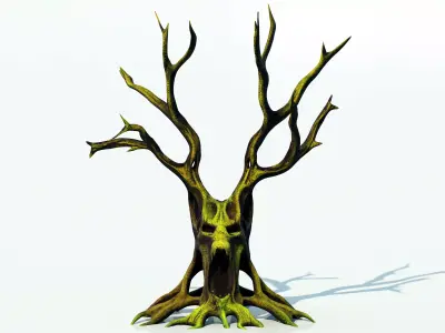 Snow-Covered Trees Stylized Winter Nature Free low-poly 3D model