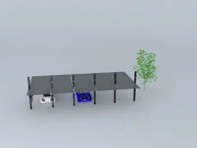kanopi1 parking garage with two cars and tree Free 3D model