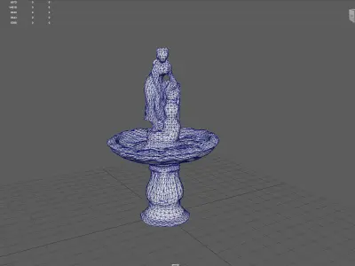 Rustic Lady Water Fountain Sculpture Low-poly 3D model