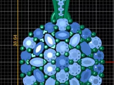 ruby and diamond pendant    3d printable model  3D print model