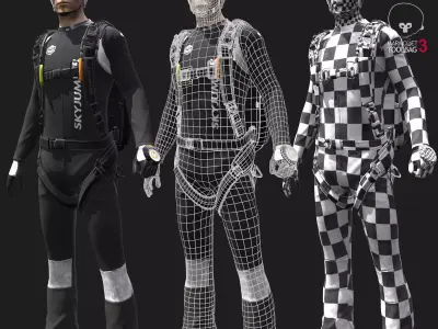Sky Diver Low-poly 3D model