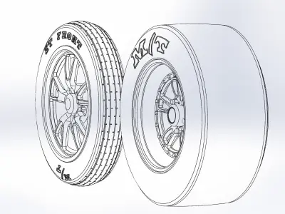 Set of wheels Weld Full Throttle for scale model dragster 3D print model