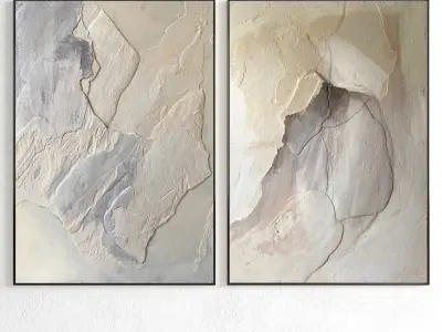 Plaster Two Photo Frame 257 Low-poly 3D model