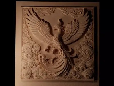 Wild Phoenix Sandcasting Bas High Relief CNC 3D print model