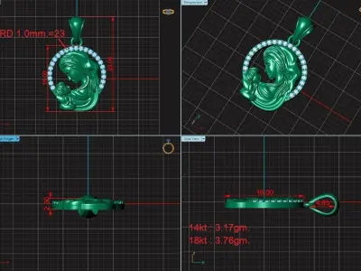 Pendant Mother with Child 3D print model