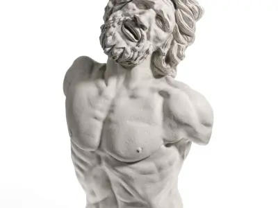 Laocoon bust sculpture Low-poly 3D model