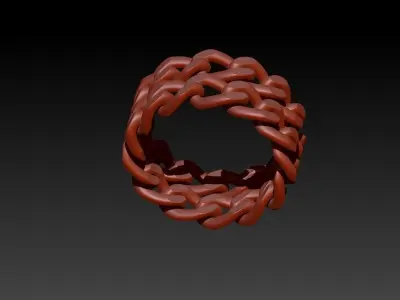 Double Cuban Link Chain Ring Stackable Ring Jewelry 3D print model