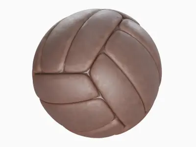Old Leather Volleyball Ball 02 3D model