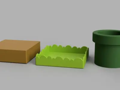 Tube on Grass Mario Free 3D print model