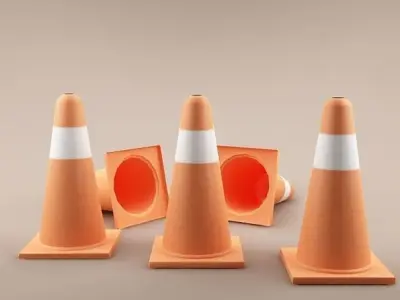 Traffic Cones 01 Low-poly 3D model
