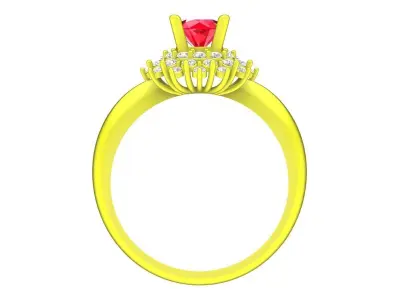 Luxury Double Halo Gemstone Ring 3D Model  4443 3D print model