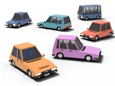 Cartoon cars pack 3D model