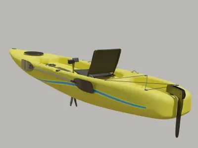 Kayak 3D model with laptop Low-poly 3D model