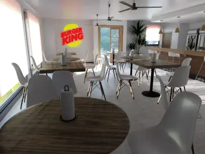restaurant interior of fast food 3D model