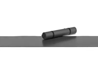 Black Unfolded and Rolled Yoga Mat Set - for fitness and pilates 3D model