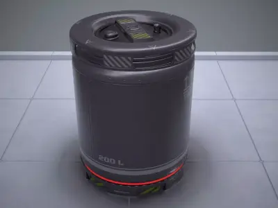 Sci-Fi Barrel Low Poly PBR Low-poly 3D model