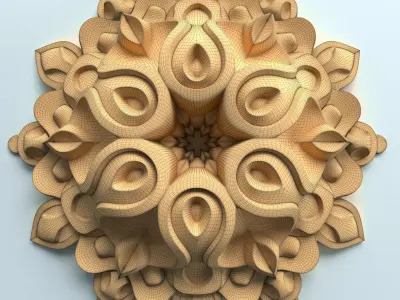 Architectural decorative rosette with carving in oriental style 3D model