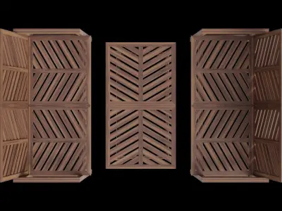 Boho Acacia Wood 3-Piece Outdoor Loveseat 3D model