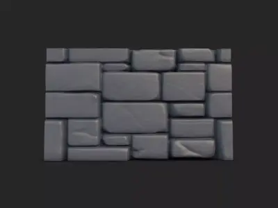 Mossy Stone Wall Detail Mesh 3D model