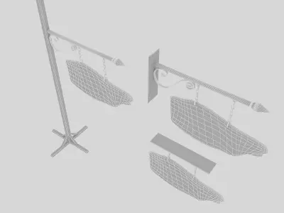 old wooden coffee sign 02 Low-poly 3D model