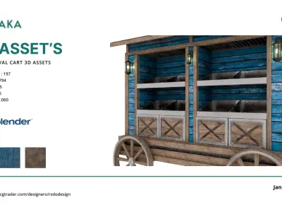 Medieval Wagon Cart 3D Model Assets Low-poly 3D model
