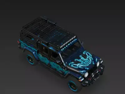 Cyber Grid Expedition Truck 3D Model Low-poly 3D model