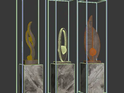 Decor three sculptures in metal frame 3D model