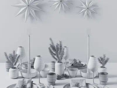 Christmas Table Setting 3D model