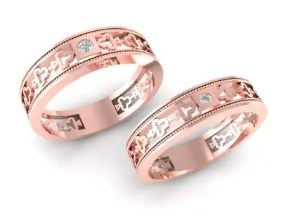 Luxury Dragon Phoenix Couple Rings for Lovers 346 3D print model