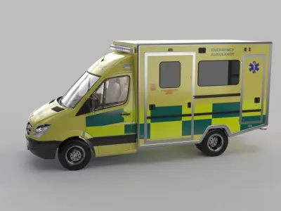 London ambulance based on Mercedes Sprinter England Ambulance EU 3D model