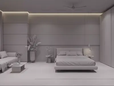 Modern Bedroom Interior Scene Ready to Render 3D model