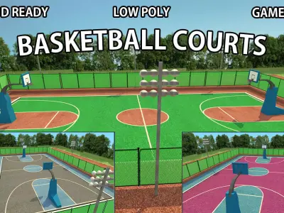 Basketball Court - Low-poly - Game Ready Low-poly 3D model