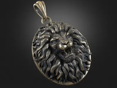 Lion Head Pendant a04 3D print model