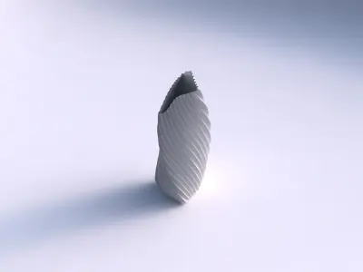 Vase twist tipped triangle with extruded vertical lines 2 3D print model