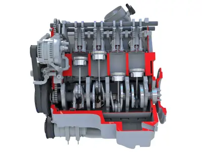  Sectioned V8 Engine 3D model