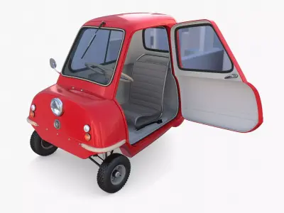 Peel P50 Red with interior and chassis 3D model