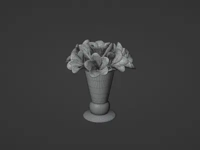 Decor bouquet of flowers in a porcelain vase 1 3D model