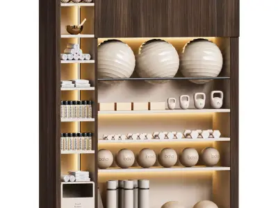 Yoga and fitness equipments 3D model