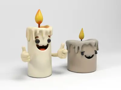 Funny Candles Low-poly 3D model