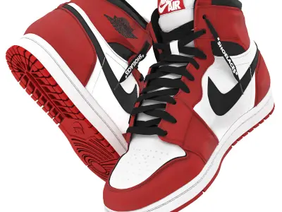red nike air jordan 1 retro 3D model