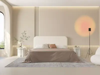 Comfortable bedroom interior scene 3D model 3D model