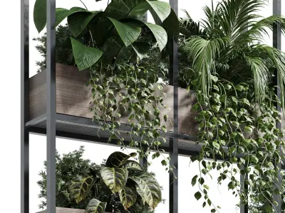 hanging plants pot wooden box vase Low-poly 3D model