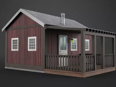 Scandinavian Mountain House Low Poly Game Ready Low-poly 3D model