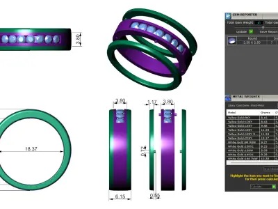 Dual Tone Diamond Wedding Band for Mens 3D print model