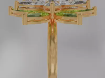 six leaf flower ring set 3D model jewelry  3D model