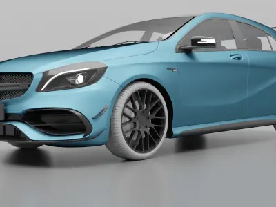 mercedez benz amg a45 with scrap blue Low-poly 3D model